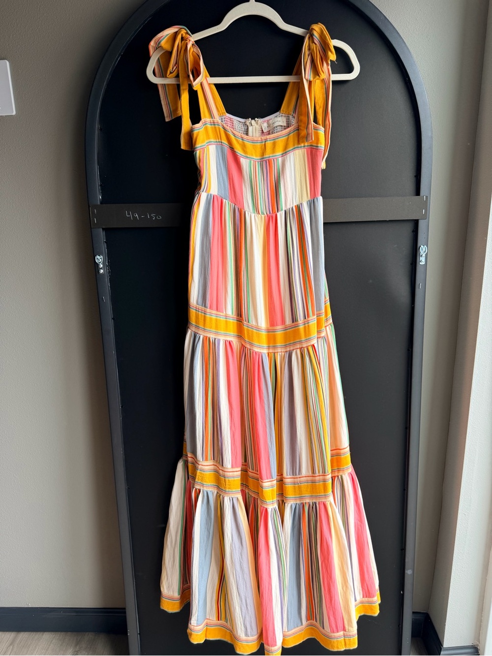 Striped Tie Shoulder Maxi Dress